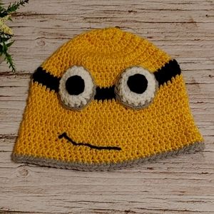 HANDMADE brand new handknit Minions hat teen Adult one size